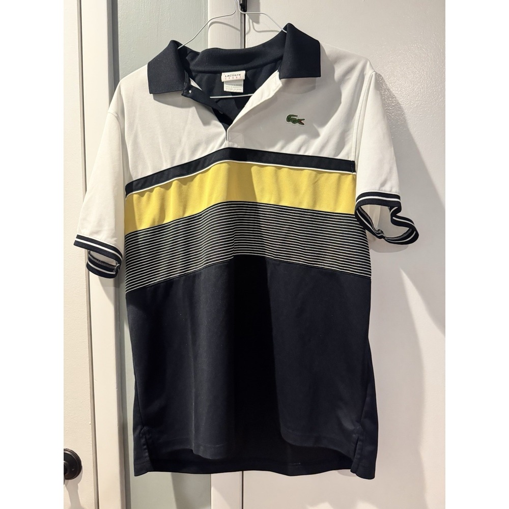 Vintage Lacoste Sport Men's Colorblock Striped Polo Shirt Sz 6 Short Sleeves